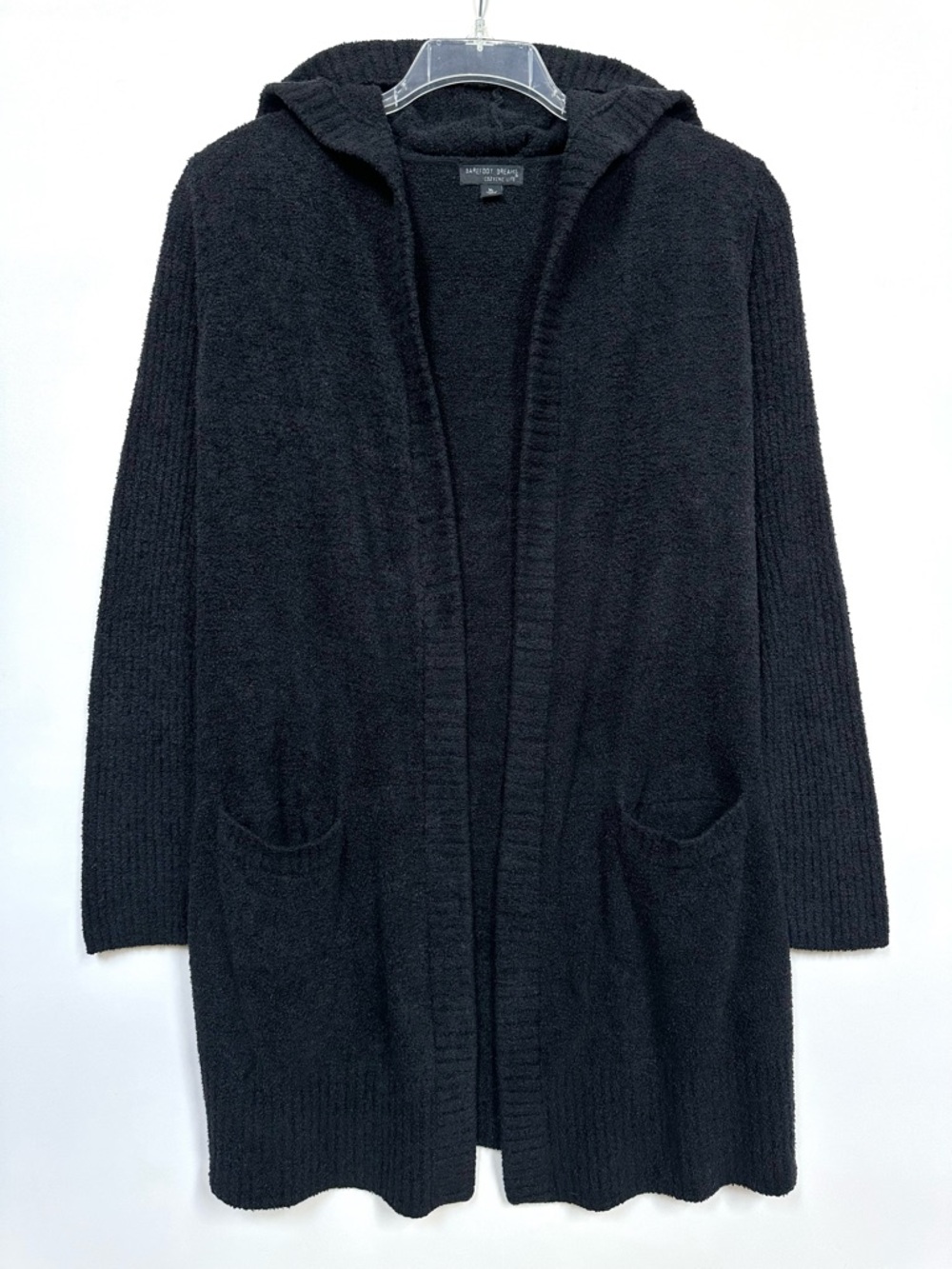 Barefoot Dreams CozyChic Lite Hooded Open Front Cardigan • Black • Sz XL • EUC - Picture 15 of 15